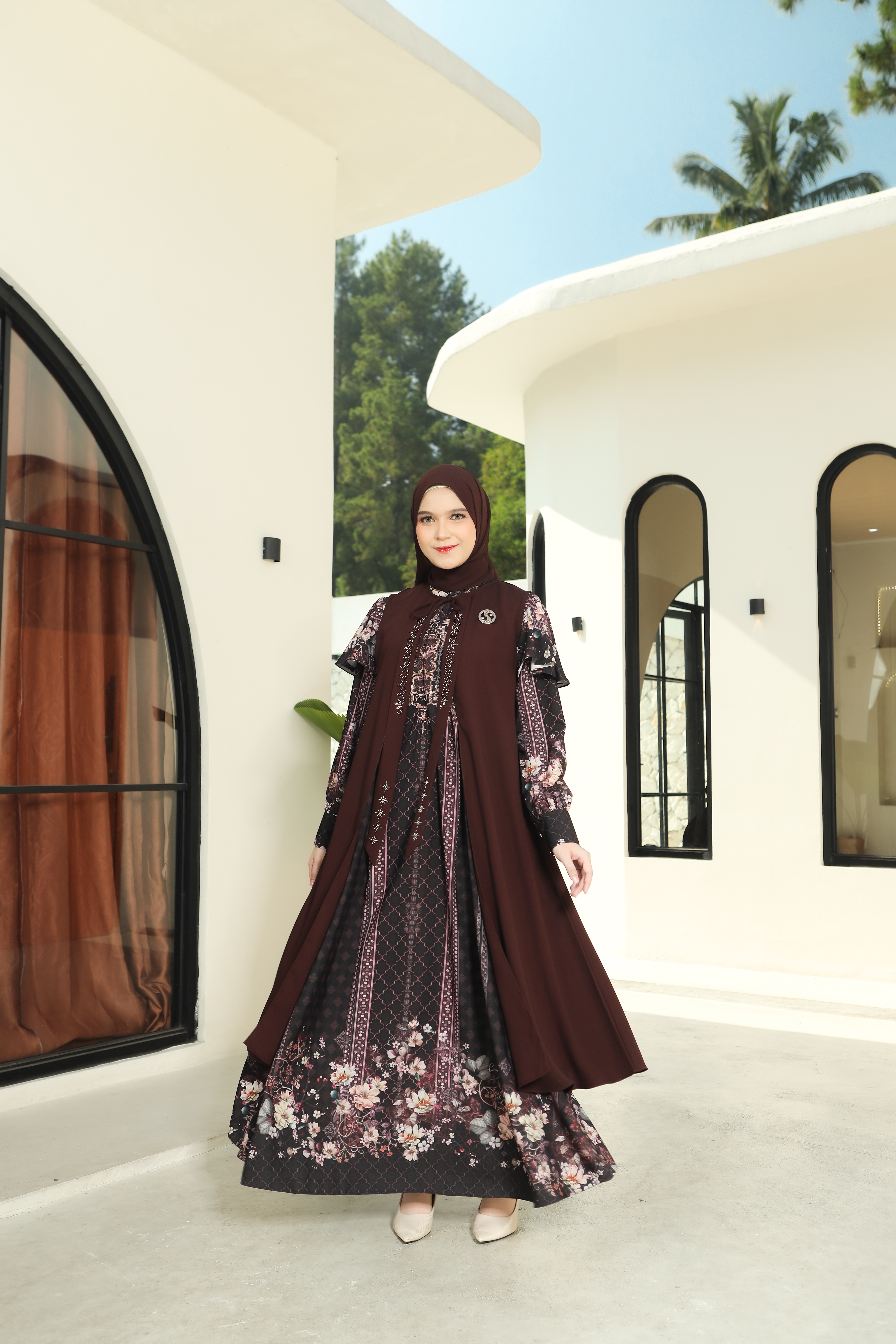 Foto Produk ASMARA RAYA DRESS + OUTER HOTFIX (style 1) free pashmina - SSHijab