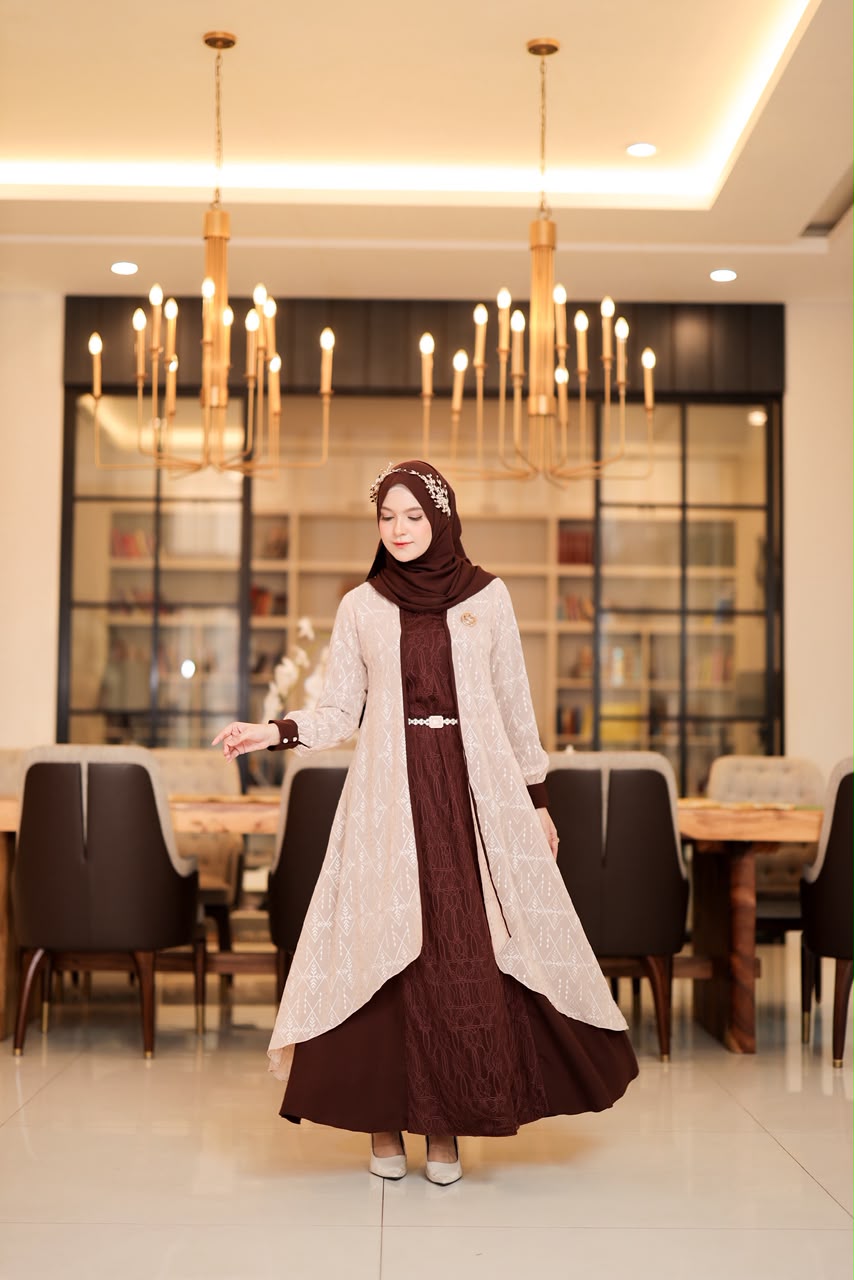 Foto Produk a10.OUTER SET DRESS ( free scarf + bross rantai ) MERAJUT ASA - SSHijab